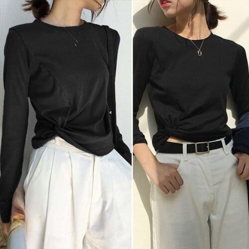 Kili Womens Korean-style T-shirt Womens Inner Tops Black