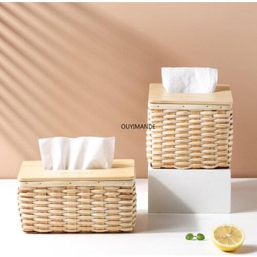 Japanese Rattan Paper Box Home Living Room Coffee Table Creative TissueBoxSimple Napkin Storage Box Draw Paper CaseStorage Box
