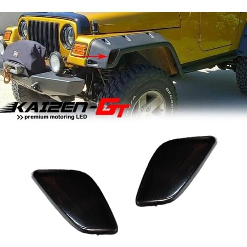 ABS Smoked Lens Car Front Side Marker Light Cover Housings For 1997-2006 Jeep Wrangler Front Side Fender Light, No Bulb / Socket