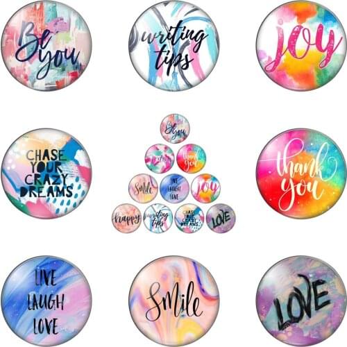 The Blessing Language Happy Smile Round Photo Glass Cabochon Demo Flat Back Making Findings Handmade DIY Accessories
