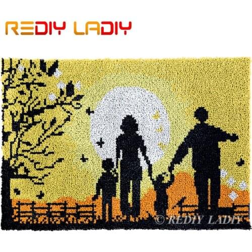 Latch Hook Kits The Sweet Family DIY Carpet Rug Lush Tapestry Kits Chunky Yarn Knitted Floor Mat Crochet Cushion Crafts 85*58cm