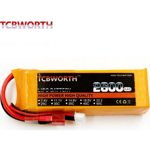 TCBWORTH 4S 14.8V 2600mAh 40C 60C RC LiPo Battery For RC Airplane Quadrotor Helicopter Drone Car Boat Tank Toys 4S Batteries