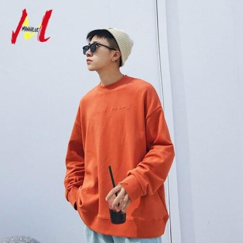 MANVALUE Young Teenagers Spring and Autumn New Style Mens Small Letters Embroidery Printing Oversized Fashion Hoodies