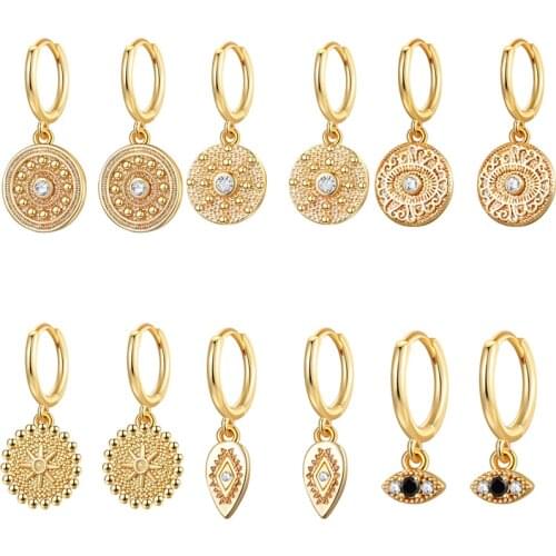 Lucky 14K Gold Filled Evil Eye CZ Dangle Earrings Top Quality AAA Zircon Eye Earrings for Women Korean Fashion Gift Jewelry