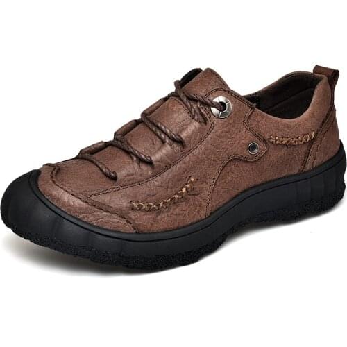 Handmade Men Shoes Autumn casual Genuine Leather shoes men falts Waterproof Outdoor walking work shoes male zapatos de hombre