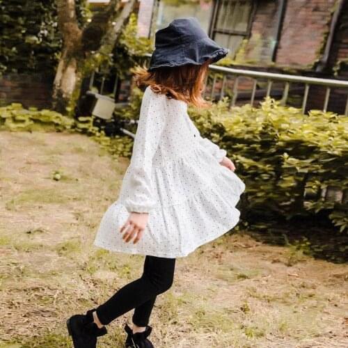2020 New Girl Dress Polka Dot Children Cotton Kids Spring Dress Lanterns Long Sleeve Children Baby Princess Dress Leisure,#5303