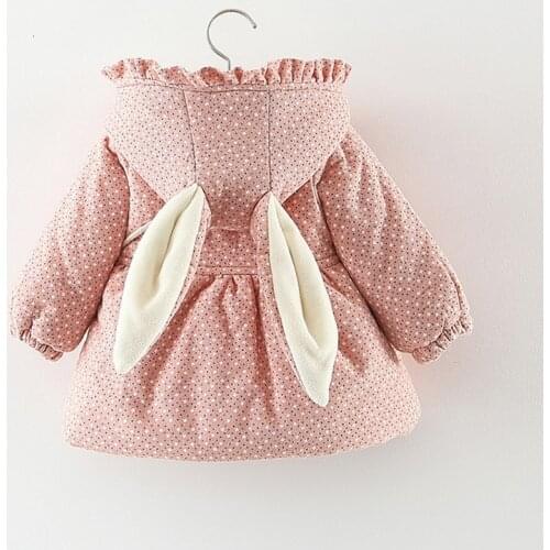 Newborn Baby Girl Clothes Floral Hooded Cotton-padded Jacket Outerwear For 1 Year Baby Birthday Clothing Girls Outfits Coat 40