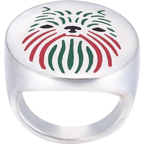 Wholesale Lahsa Apso ring with color selection enamel jewelry lovers and owners-Pet