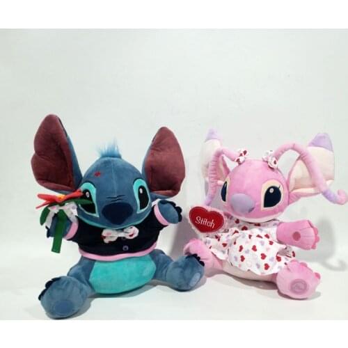 Original Disney Movie Lilo & Stitch Characters Stitch626&Angel624 Plush Toy Dolls 28cm Kids Christmas Gift
