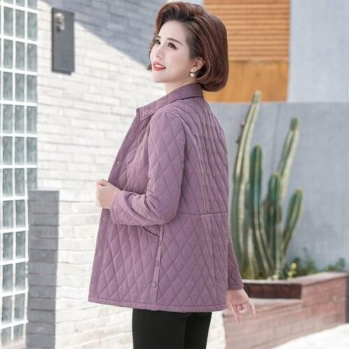 Autumn winter Warm Long-sleeved thin quilted jacket Parkas middle age women cotton-padded tops mother Cotton coat