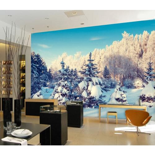 Custom 3D stereo large mural winter snow non-woven 3D wallpaper bedroom sofa TV background wall 3D wallpaper