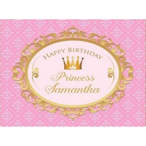 Custom Royal Princess Crown Birthday Pink Gold photo backdrop High quality Computer print party background