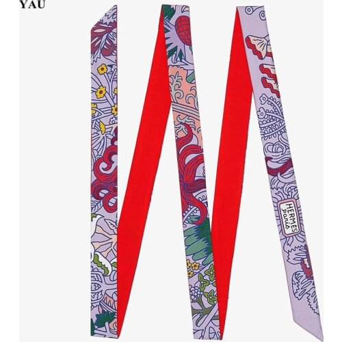 Luxury Brand Scarves Multifunctional Skinny Silk Scarf Women Fashion Head Scarf For Ladies 200cm Bag Ribbons Female Belt