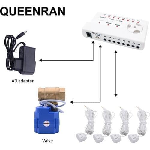 Russian Water Leak Sensor Alarm WLD-806 with 1/2"(DN15) 3/4"(DN20) (1"DN25) Valve Aaginst Flood Overflow Water Leaking Detector