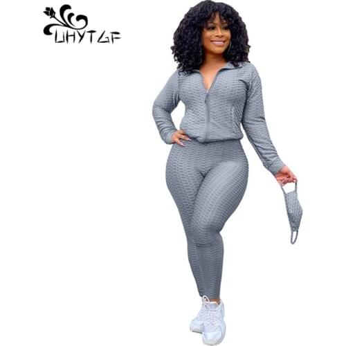 UHYTGF Fashion Pant Suits Tracksuit Women Two Piece Set Cardigan Long Sleeve Top Pants And Mask Outfit Conjuntos De Mujer 981