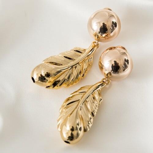 SUNNICE Angel Feather Earrings Drop Dangle Earrings For Woman Light Gold Color Big Girlfriend Gift African Fashion Jewelry