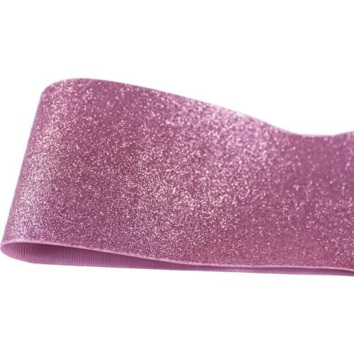 T.R RIBBON 3'' 75mm solid full glitter grosgrain sparkle sprayed ribbon Gift Wrap ribbon 158 rose gold 10yards