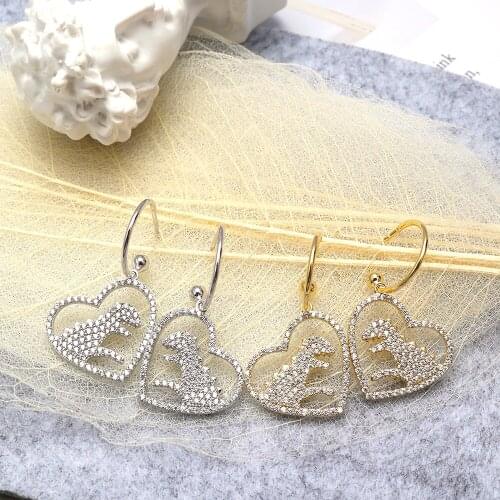 TIRIM 2021Animal Earrings Dinosaur Shape Earrings for Women Lady Accessory Cubic Zirconia Drop Earrings Party Jewelry