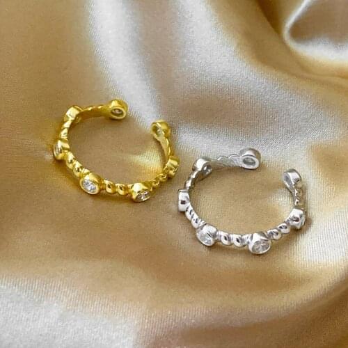 Fashion Personality Simple Retro Luxury S925 Sterling Silver Zircon Adjustable Gap Ladies Ring Fashion Punk Style Jewelry