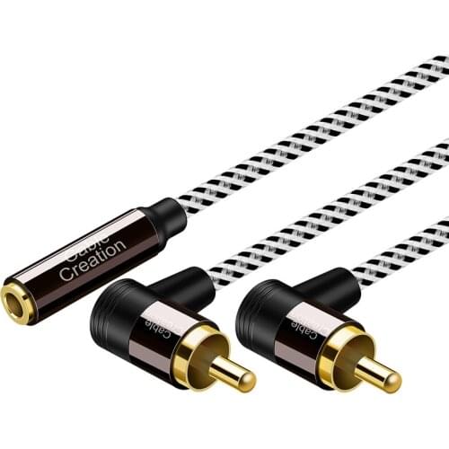 3.5mm Female to 2RCA,90 Angle RCA to 3.5mm Stereo Audio Cable Gold Plated for Smartphones, MP3, Tablets, Speakers,Home Theater