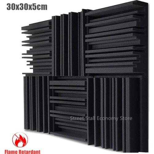 6/12/24Pcs Studio Acoustic Foam Panels Soundproof Sponge Drum KTV Room Absorption Treatment Flame Retardant Wall Sound Foam