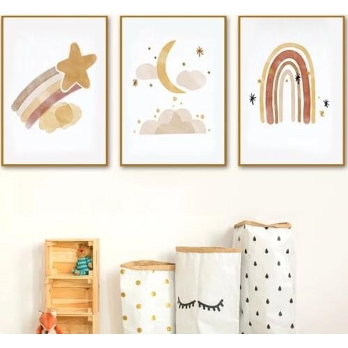 Sun Stars Moon Earth Abstract Art Canvas Painting Living Room Bedroom Cafe Internet Nordic Style Wall Art Pict