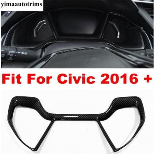 Auto Styling Center Console Dashboard Instrument Panel Cover Trim For Civic 2016 - 2020 Red / Carbon Fiber Style ABS Interior