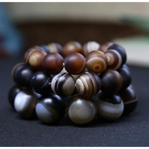 Natural wrapped silk stripes agate bracelet scrub old agate hand string
