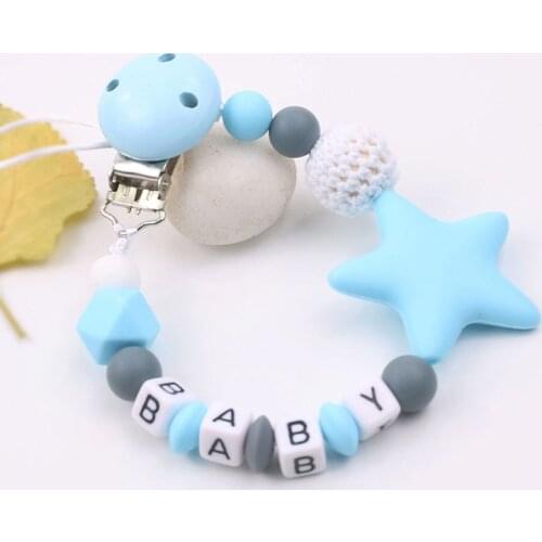 Personalised Name Silicone Baby Pacifier Clips Chain Nipple Pacifier Chain Holder Infant Feeding Teether Gifts