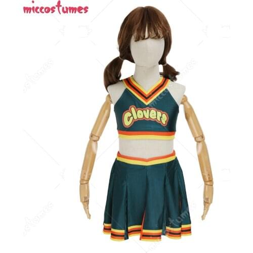 Kids Bring It On Girls Cheerleader Uniform Dress Clovers Cosplay Costume Child Cheerleader Uniform Top and Skirt