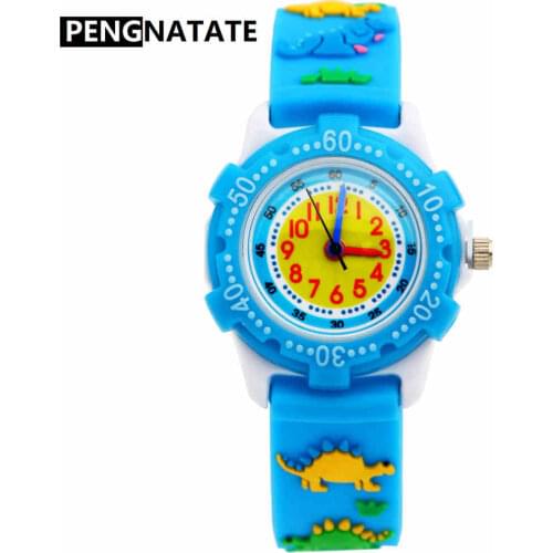 PENGNATATE Children Watch for Boys Cartoon Dinosaur Bracelet Wristwatch 3D Waterproof Strap Silicone Watches Students Kids Gifts