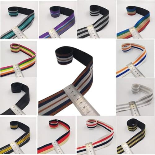 1M Elastic Bands 4cm Wide Grain Trousers Elastic Ribbon Waistband Colorful Stripe Rubber Band 40mm Webbing Bags Sewing Cloth