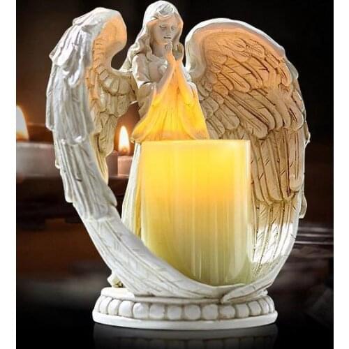 Electronic Angel Candle Holder Resin Angel statue Wedding Gift Home Office Decoration Birthday gift for girls home decor