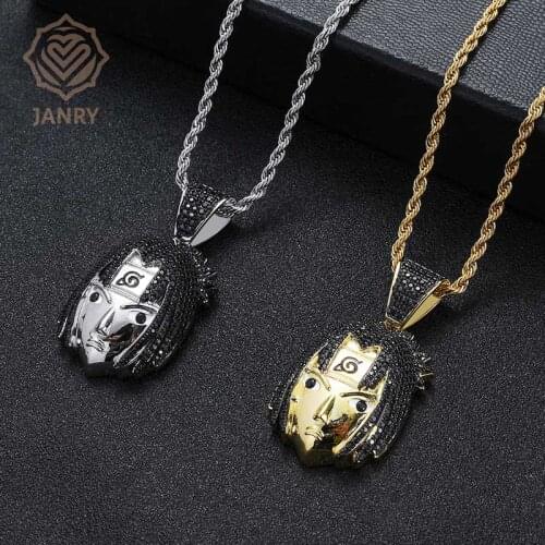 JANRY Cartoon Character Avatar Pendant Necklace Zircon Hip Hop Gold Color Necklace With 60cm Rope Chain For Men Women