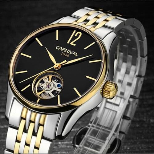 Carnival Brand Military Watch Fashion Luxury Waterproof Hollow Automatic Mechanical Wristwatches For Men Clock Relogio Masculino