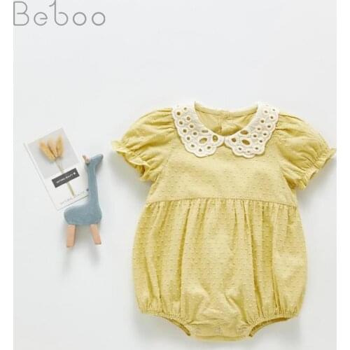 Korean Style Baby Bodysuit 2021 Summer New Infants Girls Pure Cotton Lace Climbing Clothes Babies Clothing Cute Fashion Jumpsuit