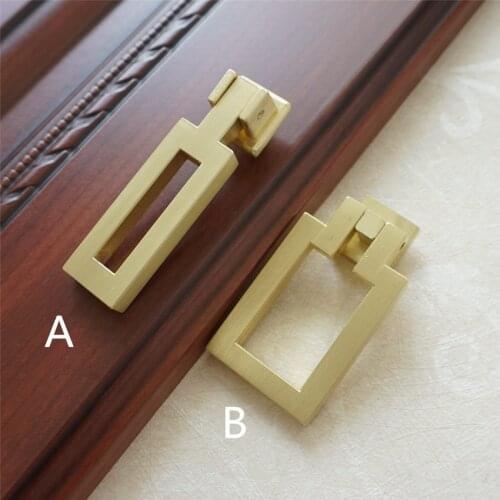 Square Gold Cabinet Handle Door Knob Dresser Knobs Drop Ring Drawer Pull Handles Drop Kitchen Cupboard Knobs