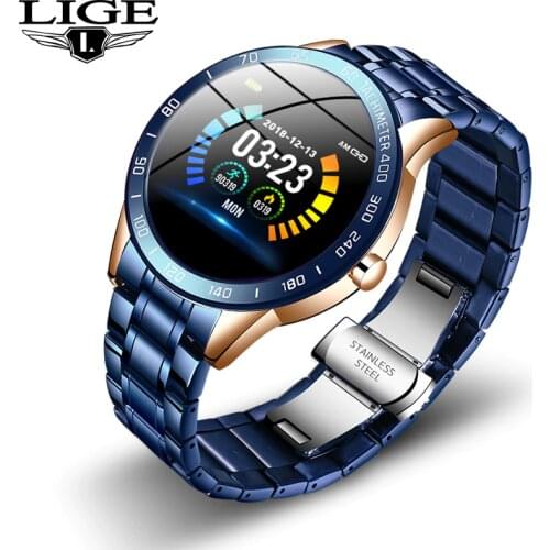 LIGE New Luxury Smart Watch Men Heart Rate Blood Pressure Fitness Tracker Sport Multifunctional Waterproof Steel Belt Smartwatch
