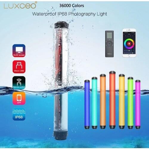 LUXCEO P8 Video Light Waterproof IP68 Remote & App Control 18W 1200LM 2500-6500K Fill Lighting With OLED Display for Photography