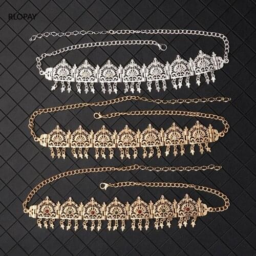 Metal Wedding Hair Pieces In Gold Rhinestone Tassels Bridal Accessories Luxury Silver Headband Arabic Brides Hair Chain