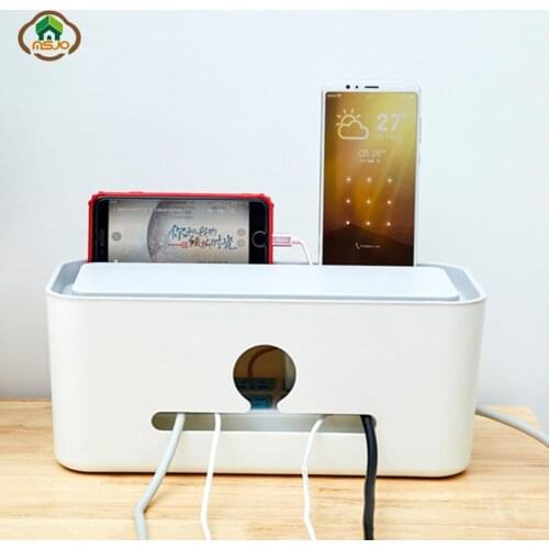Msjo Cable Box Plastic Wire Manager Storage Box Cable Organizer Power Line Winder Home Power Cord Socket Received Organizer