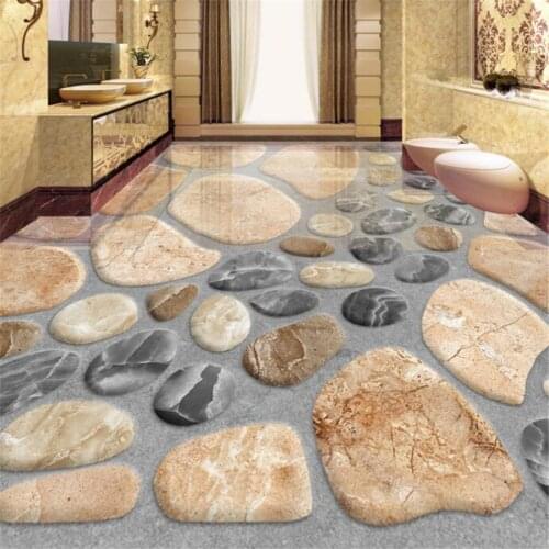 Custom floor painting 3D living room bedroom floor painting three-dimensional cobblestone shopping mall hotel bathroom flooring