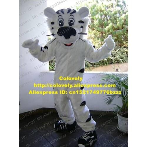 New White Tiger Mascot Costume Mascotte Tigerkin Tigris Regalis Panthera Tigris With Black Eyes Big Black Nose No.1823 Free Ship