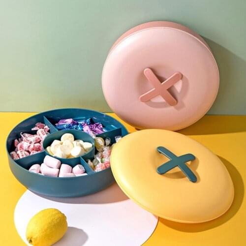 Dried Fruit Plate Creative Portable Nice-looking Button Shape Plastic Nut Storage Tray for Home