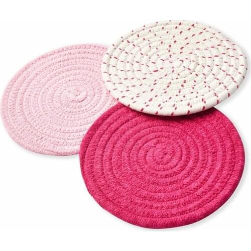 HGHO Coaster Heat Pad Pot Holder Spoon Holder Used for Cooking Room Pot Holder Set Woven Hot Pot Holder Set