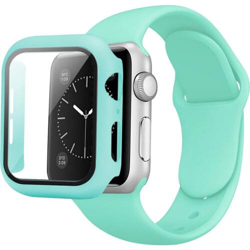 Strap+Case Set for Apple Watch Band 44mm 40mm iWatch band 42mm 38mm Silicone Bumper+Bracelet for Apple Watch series 4 3 5 SE 6