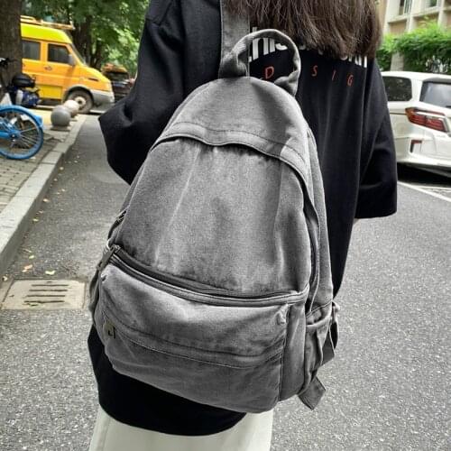 New Gray Denim Backpack Womens Leisure Travel Outing Shoulder Bag Female Fashion Schoolbags Suitable For Boys And Girls Mochila