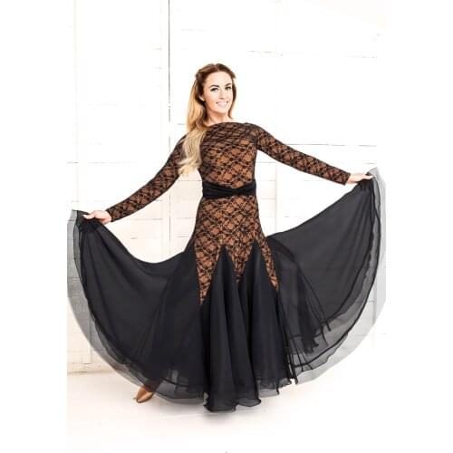 Modern dance ballroom dancing Blackpool ladies summer double lace dress outside modern W16012