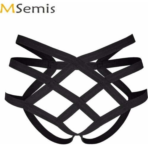 Women Ladies Caged Straps Panties Sexy Hollow Out Bandeau Chastity Briefs Sissy Erotic Open Butt Crotchless G-string Tanga Thong