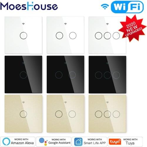 NEW Upgraded WiFi Smart RF433 Touch Switch 2/3 Way Smart Life/Tuya App Control,Alexa Google Home Voice Control 1/2/3 Gang